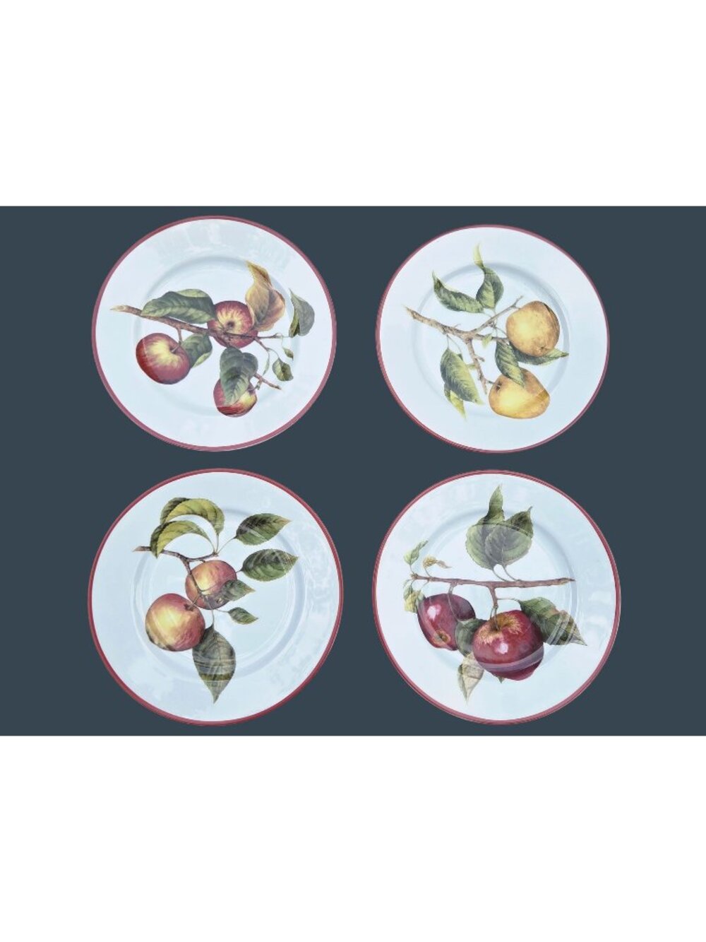4 Williams Sonoma Apple Dessert Plates 4 Apple Orchard Motif Japan